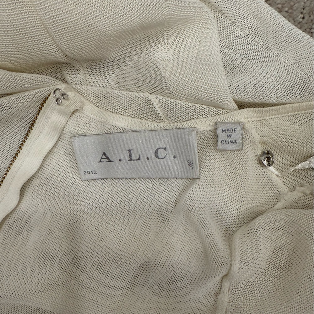 ALC Sheer White Pleated Long Sleeve Maxi Dress - Picture 6 of 6
